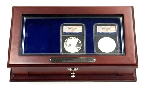 2pc U.S. American Silver Eagle Dollar 20th Anniversary Set