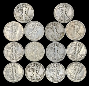 (14) U.S. Silver Walking Liberty Half Dollars