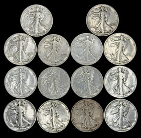 (14) U.S. Silver Walking Liberty Half Dollars