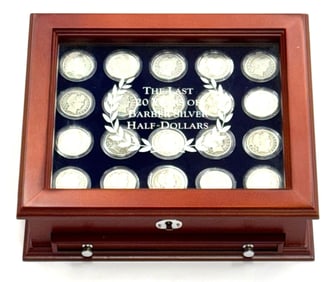 20pc U.S. Barber Silver Half Dollar Set in Display Case