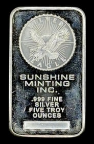 Sunshine Minting Inc. 5 Troy Ounces .999 Fine Silver Bar