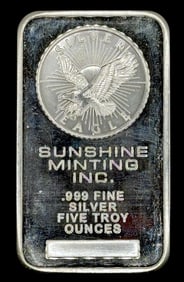 Sunshine Minting Inc. 5 Troy Ounces .999 Fine Silver Bar
