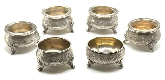 (6) Antique Sterling Footed Salt Cellars