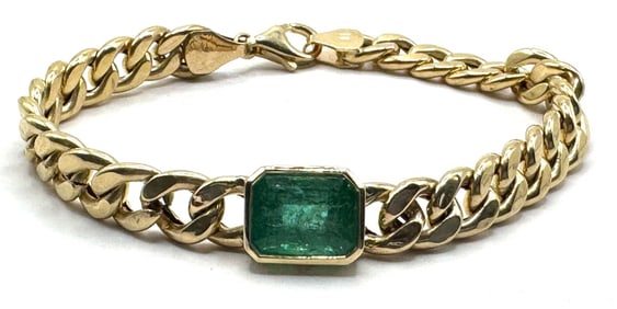 14K Yellow Gold Emerald Bracelet