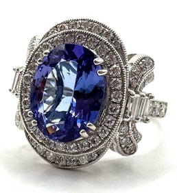 Platinum 3.63ct Tanzanite and 0.92ctw Diamond Ring