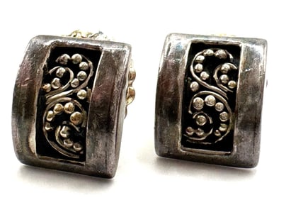 Lois Hill Sterling Silver Beaded Granulated Earrings