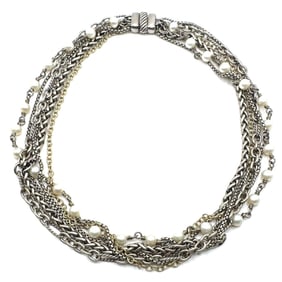 David Yurman Sterling & 18K Pearl Multi-Chain Necklace