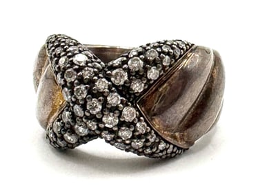 David Yurman Sterling & Diamond "X" Ring