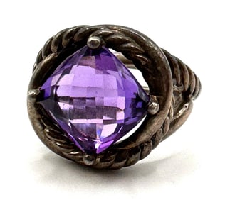 David Yurman Sterling Amethyst Cable Infinity Ring