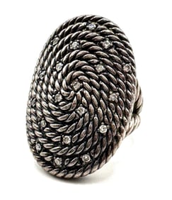 David Yurman Sterling & Diamond Cable Coil Ring