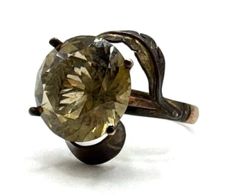 Antique 14K Yellow Gold & Round Citrine Ring