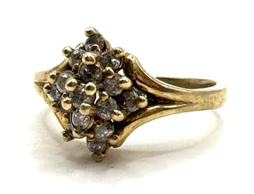 10K Yellow Gold & Diamond Cluster Ring