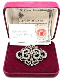 Camrose & Kross Rhinestone Brooch Rendering of Jacqueline Kennedy
