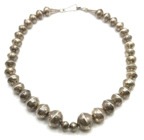 Sterling Vtg. Navajo Native American Graduated Bead Necklace