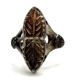 Vintage 12K Gold & Sterling Leaf Statement Ring