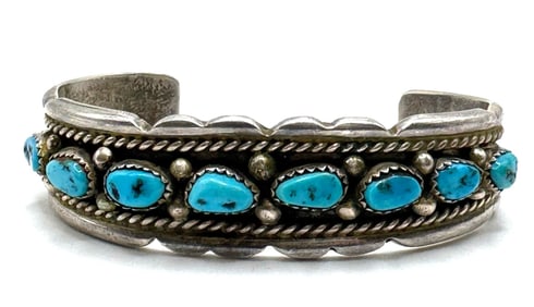 Sterling Navajo Native American Turquoise Cuff Bracelet