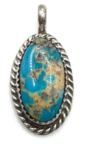 Sterling Silver Oval Royston Turquoise Pendant