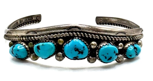 Sterling Navajo Native American Turquoise Cuff Bracelet