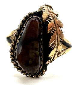 12K Gold Filled Sterling & Fire Agate Navajo Style Ring