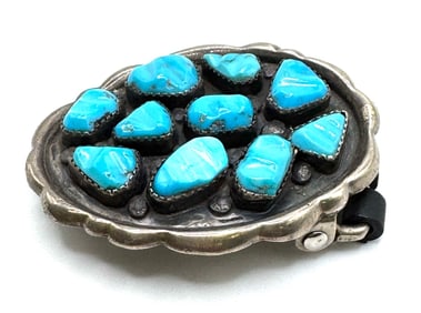 Sterling Native American Leekitty Turquoise Buckle