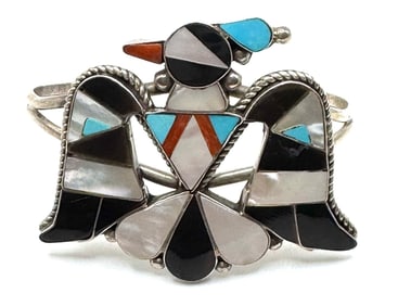 Sterling Native American Zuni Thunderbird Cuff