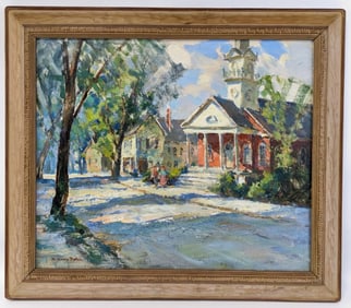 C. Curry Bohm "Our Village Church" Oil On Canvas