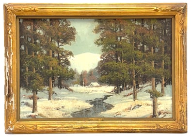 Ernest T. Fredericks Landscape Oil on Board Framed