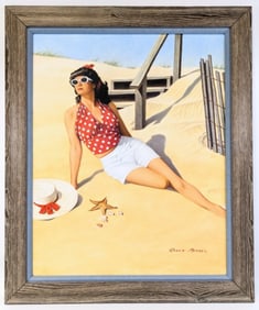 Roger Merkel "At The Seashore" Oil On Canvas