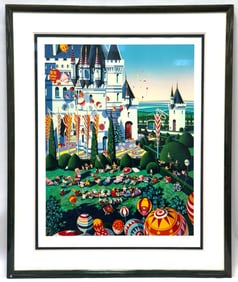 Hiro Yamagata "Castle Festival" Framed Serigraph Framed