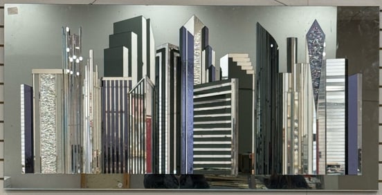 Mid Century Mirror 3D City Skyline Wall Decor
