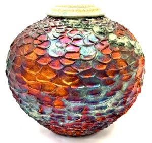 2010 Bruce Odell Iridescent 12.5" Ceramic Pottery Vase