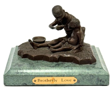 2001 Robert Summers Bronze Brotherly Love Life Outreach International Sculpture