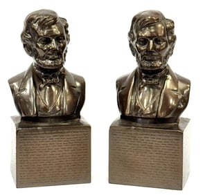 Pair of Philadelphia Mfg. Brass Abraham Lincoln Bookends