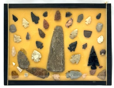 Native American Arrowhead Collection in Display