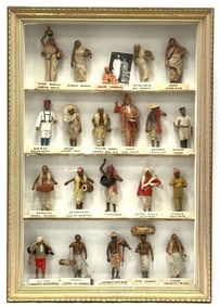 20pc Vtg. India Villagers Terracotta Clay Painted Figural Sculptures Display