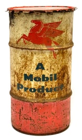 Vtg. 16gal Pegasus A MOBIL Product Oil Drum