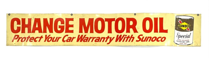 Sunoco 8ft Motor Oil Sign Free Quart Oil Change Service DS Advertisement Metal Sign
