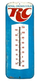 Vtg. RC Royal Crown SS Metal Advertising Thermometer