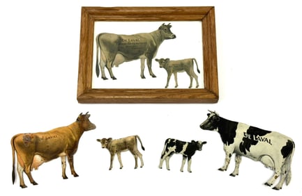 (6) De Laval Cream Separator Tin Cow Advertising Postcards