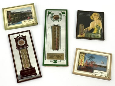 (5) Vintage Chevrolet Dealership Thermometer Advertisements