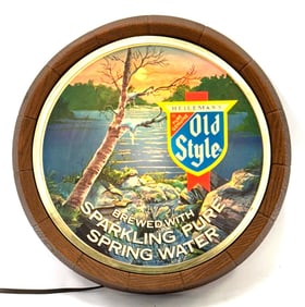 1983 Heileman's Old Style Round Beer Barrel Lighted Advertisement Sign