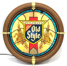 1988 Heileman's Old Style Faux Stained Glass Lighted Advertisement Sign