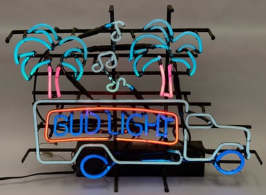 Vtg. Bud Light Lorry Neon Advertisement Sign