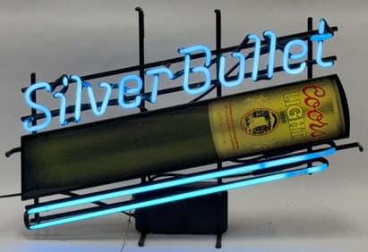 1991 Coors Light Silver Bullet Neon Advertising Sign