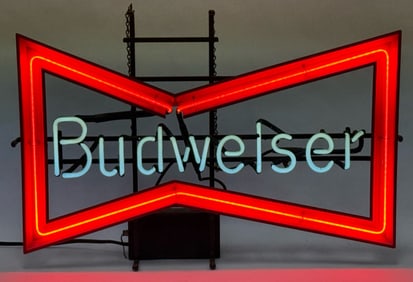 Vtg. Budweiser Bowtie Neon Advertisement Sign
