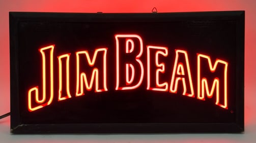 Vtg. Jim Beam Red Neon Advertisement Sign