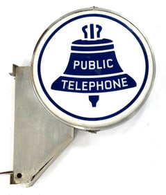 Vtg. Public Telephone "DS Lighted Flange Sign