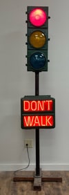 Custom Made Marbelite Traffic Light Winko-Matic Signal Walk/Don't Walk Neon Sign