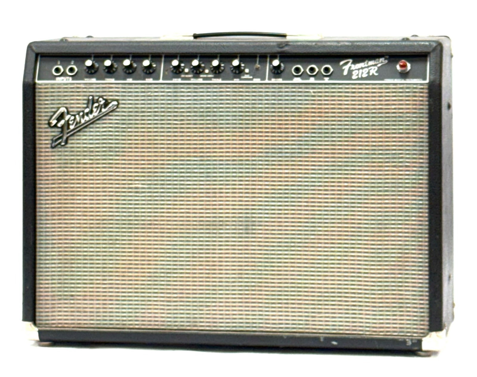 Fender Frontman 212R 2-Channel 100-Watt Guitar Amplifier: Fender Frontman 212R 2-Channel 100-Watt Guitar Amplifier. The Fender Frontman 212R model is in good used condition with some scratches, discoloration in areas and wear. It measures approximately 26" w