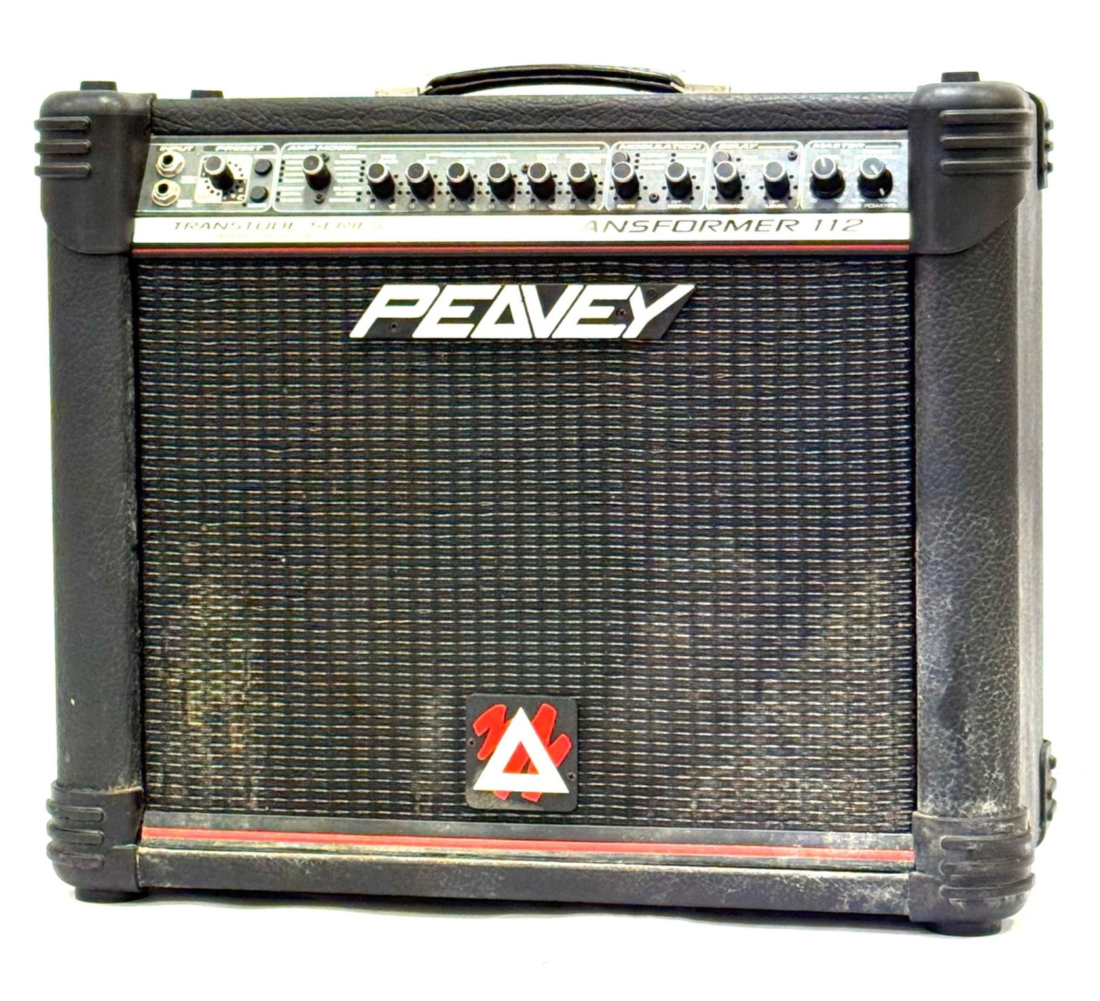 Peavey Transformer 112 TransTube Series 1x12" Modeling Guitar Combo: Peavey Transformer 112 TransTube Series 1x12" Modeling Guitar Combo. This guitar amp is in good used condition, and measures approximately 21" wide x 17.5" tall. The Transformer 112 is black with red 